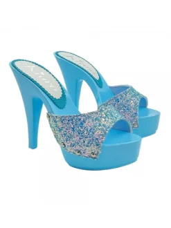 WOMEN'S CLOGS BLUE GLITTER SKY HEEL 13