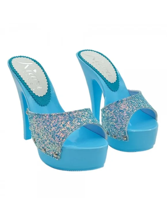 WOMEN'S CLOGS BLUE GLITTER SKY HEEL 13
