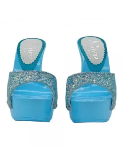WOMEN'S CLOGS BLUE GLITTER SKY HEEL 13