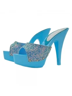 WOMEN'S CLOGS BLUE GLITTER SKY HEEL 13