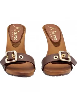 Women's clogs 9cm heel - upper with buckle