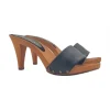 Women's clogs heel 9 black leather upper