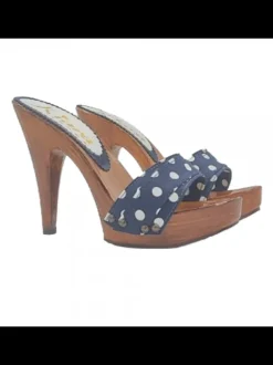 WOMEN'S CLOGS POLKA DOT BLUE HEEL 11