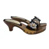 women's clogs Vintage style with accessory - 6 cm heel
