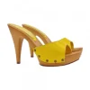 Women's clogs with 11 cm heel and genuine leather upper