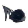 WOMEN'S CLOGS WITH BLACK FUR & 13 CM HEEL