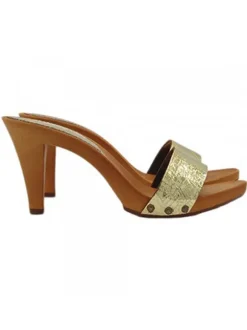 Women's clogs with gold band | HEEL 9 cm