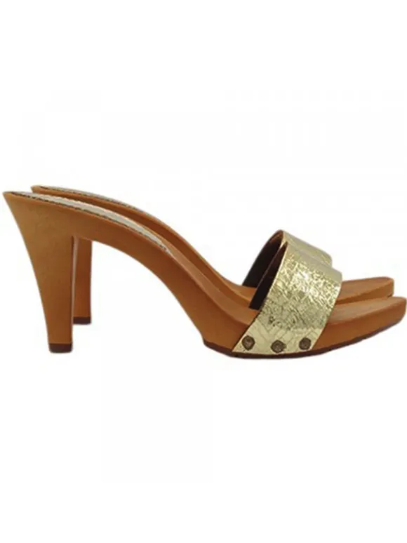 Women's clogs with gold band | HEEL 9 cm