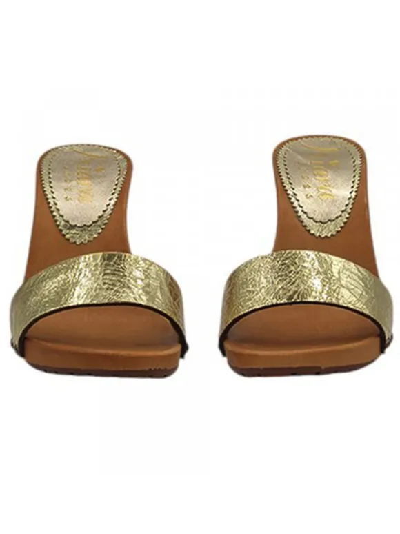 Women's clogs with gold band | HEEL 9 cm