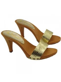 Women's clogs with gold band | HEEL 9 cm