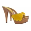 WOMEN'S CLOGS WITH HIGH HEELS - YELLOW PATENT