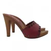 WOMEN'S CLOGS WITH WINE COLOR LEATHER BAND | HEEL 11 CM