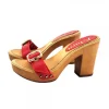 Women's Comfort RED clogs natural leather