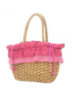 WOMEN'S FUCHSIA STRAW BAG