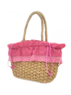 WOMEN'S FUCHSIA STRAW BAG
