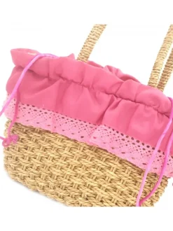 WOMEN'S FUCHSIA STRAW BAG
