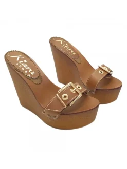 WOMEN'S WEDGE LEATHER CLOGS HEEL 13
