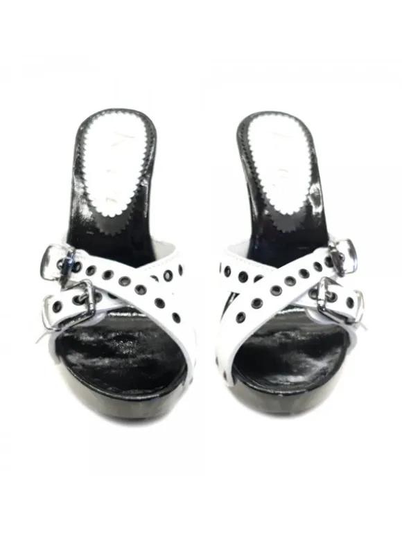 WOMEN'S WHITE CLOGS WITH BUCKLES