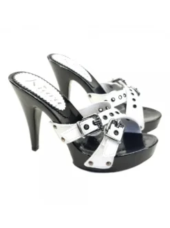 WOMEN'S WHITE CLOGS WITH BUCKLES