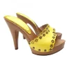 WOMEN'S YELLOW LEATHER CLOGS HEEL 11