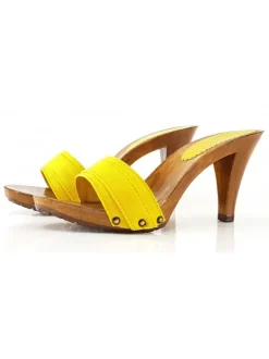 YELLOW CLOG, HEEL 9 CM