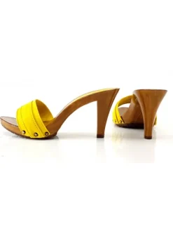 YELLOW CLOG, HEEL 9 CM