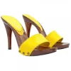 YELLOW CLOGS WITH LEATHER BAND AND HEEL 12