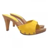 YELLOW HEEL CLOGS IN SUEDE