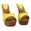 YELLOW LEATHER CLOGS HEEL 13