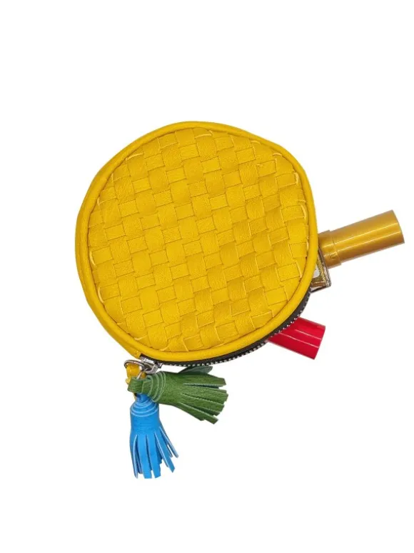 YELLOW PURSE WITH HANDLE AND FRINGES
